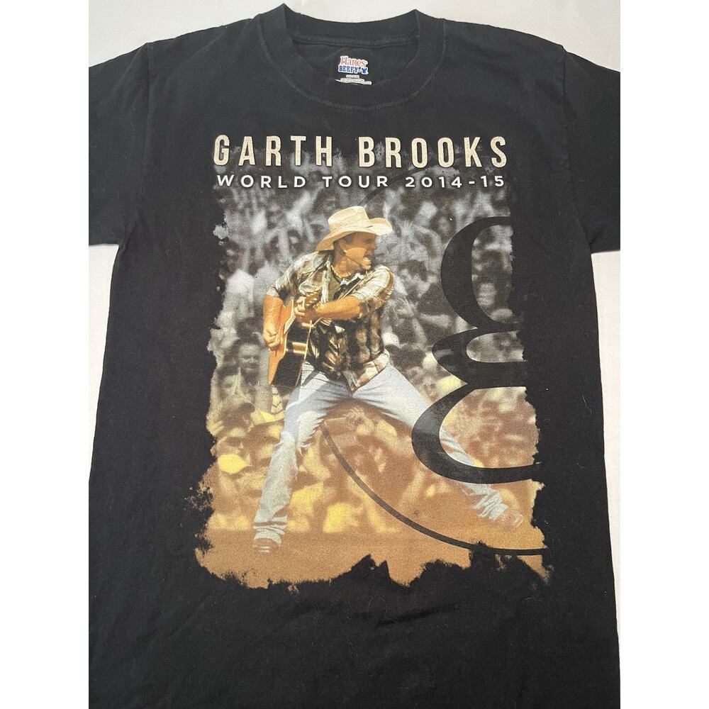 Hanes Mens Black Garth Brooks World Tour 2014-15 Concert T-Shirt Size Small